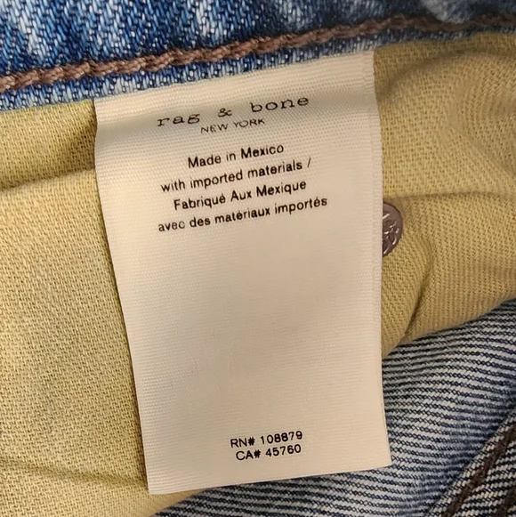 rag & bone The Dre Low‑Rise Shortie Denim Shorts Size 24 Light Wash NWT - Picture 7 of 10